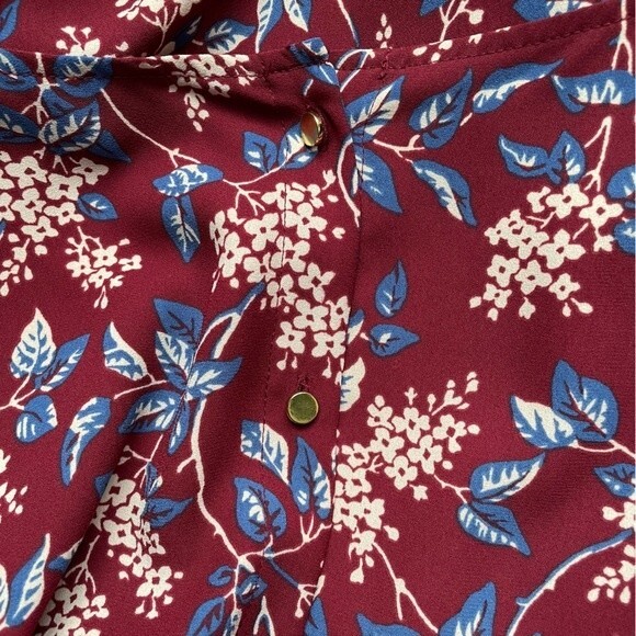 Madewell Button-Back Long Sleeve Shift Dress Size Small Burgundy Floral Cottage - Picture 10 of 15